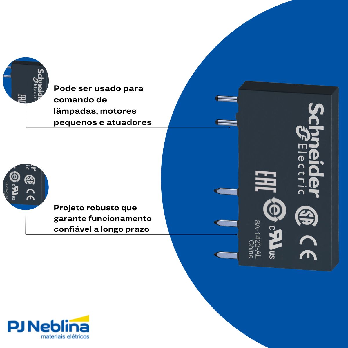 Relé Interface Mini Eletromecânico 6A 12Vcc 1Naf Agsno2 - Schneider