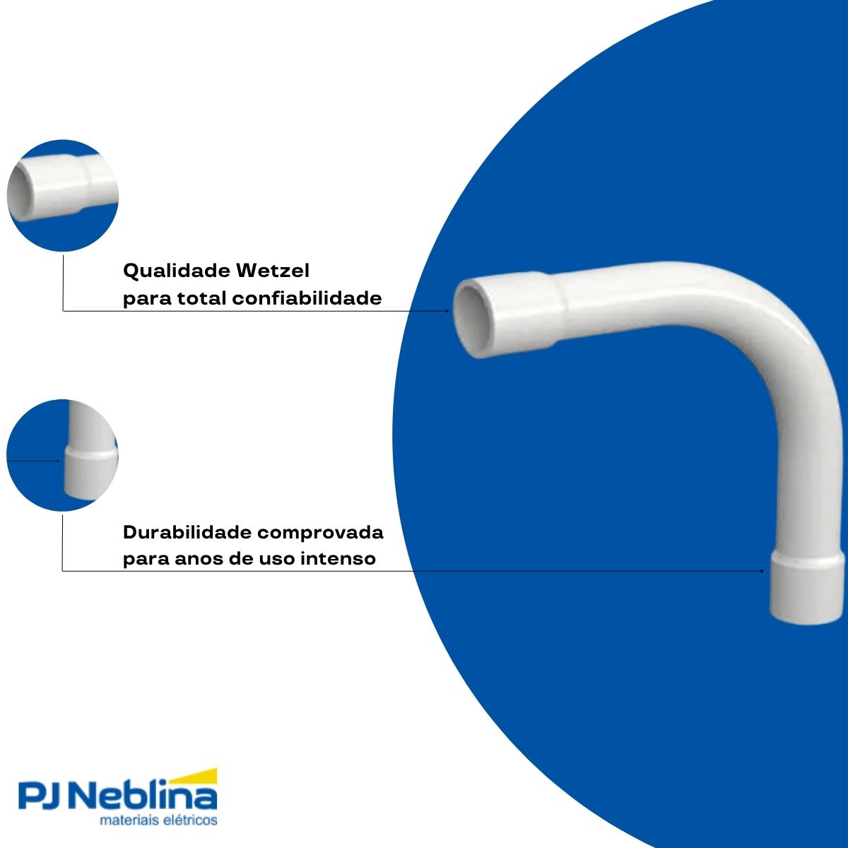 Curva Eletroduto 2 Ponta Bolsa 90G 3/4 Pvc Branco S/Rosca - Wetzel