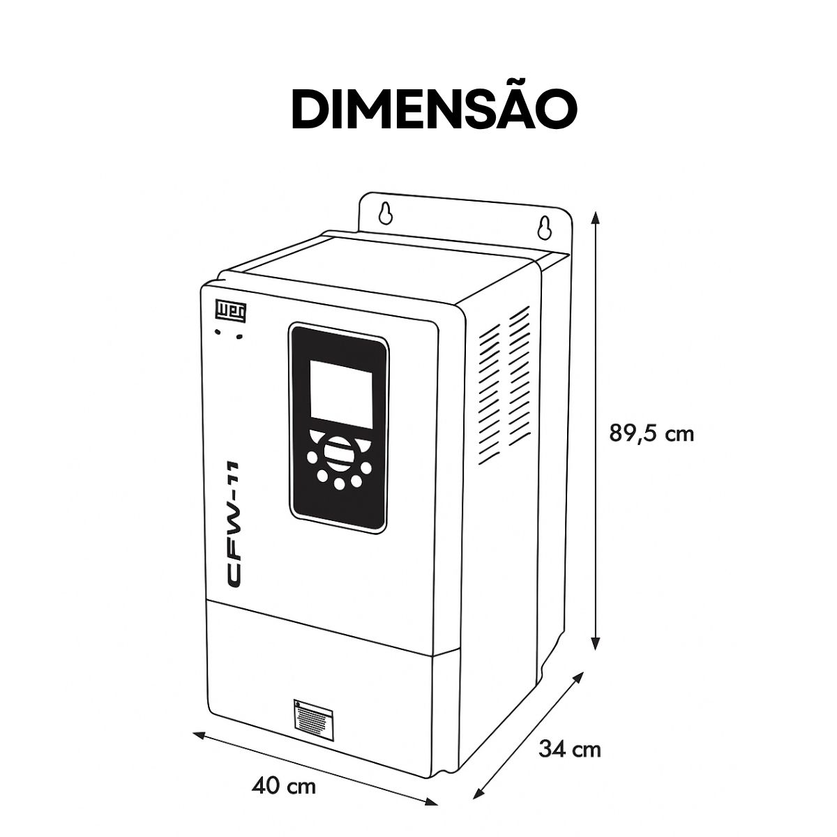 Inversor Frequência Trifásico 380-480V 50/60Hz 180A 90Kw Com Filtro Weg