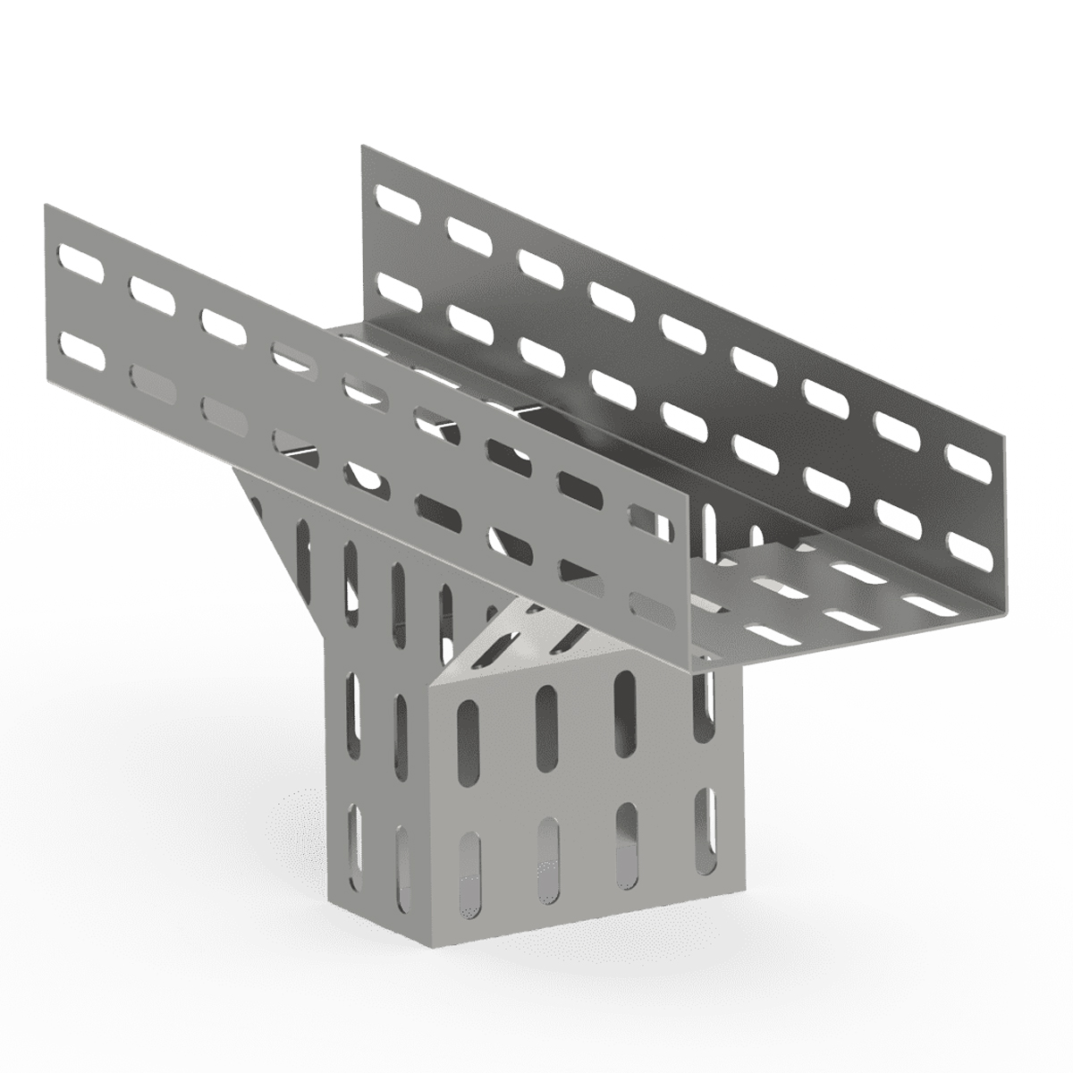 Te Vertical Descida Aço Para Eletrocalha Perfurado Tipo U 100X100Mm Pré Zincado