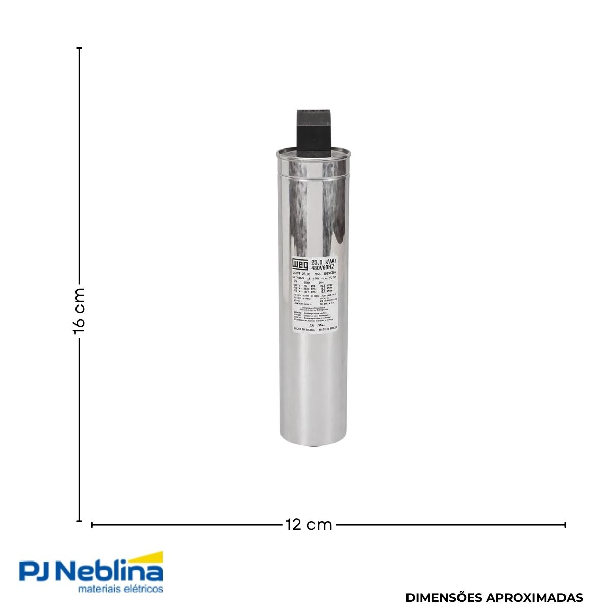 Capacitor Correção Fator Potencia Heavy Duty Trifásico 7,5Kvar 380V 60Hz - Weg