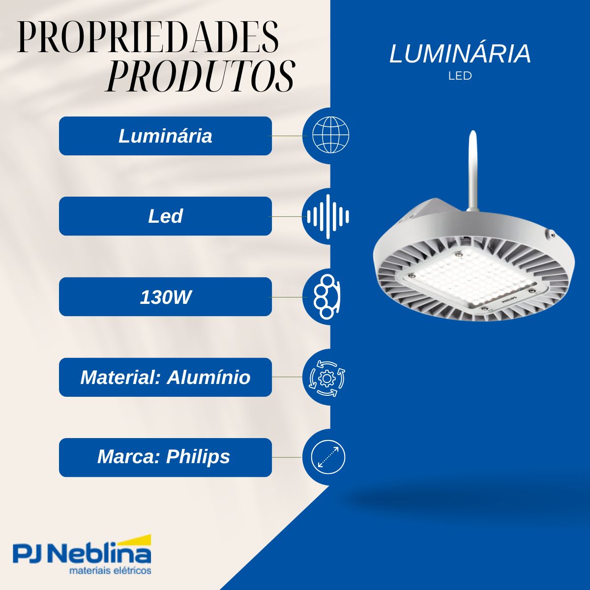 Luminária Industrial Highbay Led Prata 130W 220/240V 4000K Branco Neutro 14000Lm Difusor Vidro Temperado Facho Aberto - Philips