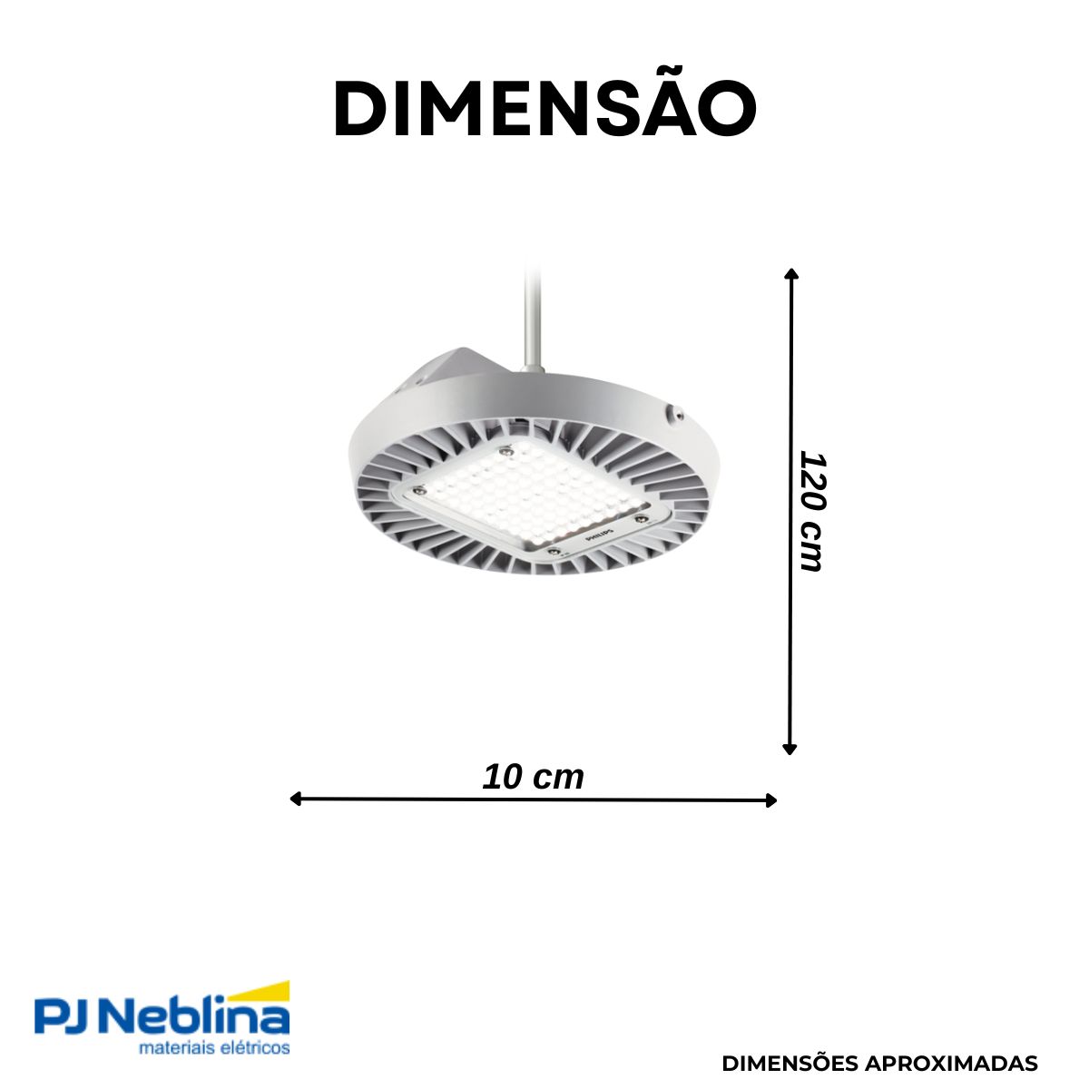 Luminária Industrial Highbay Led Prata 130W 220/240V 4000K Branco Neutro 14000Lm Difusor Vidro Temperado Facho Aberto - Philips