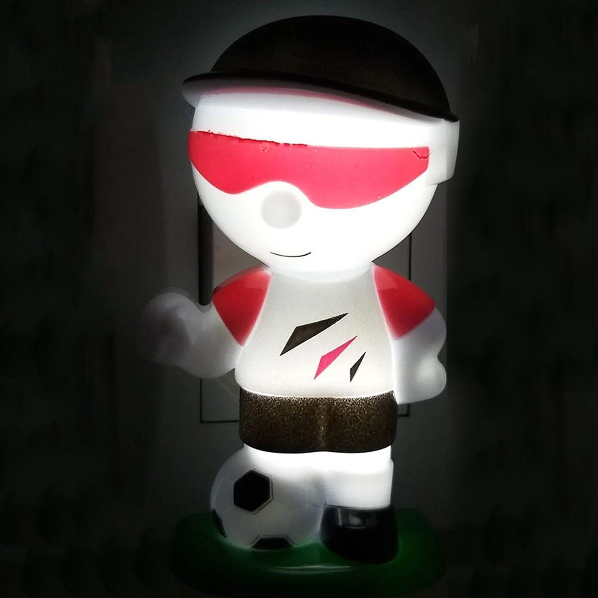 Luz Noturna Time De Futebol Com Led Bivolt Manual 1W Preto E Vermelho 6142 - Dni