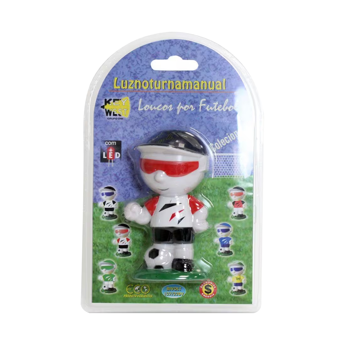 Luz Noturna Time De Futebol Com Led Bivolt Manual 1W Preto E Vermelho 6142 - Dni