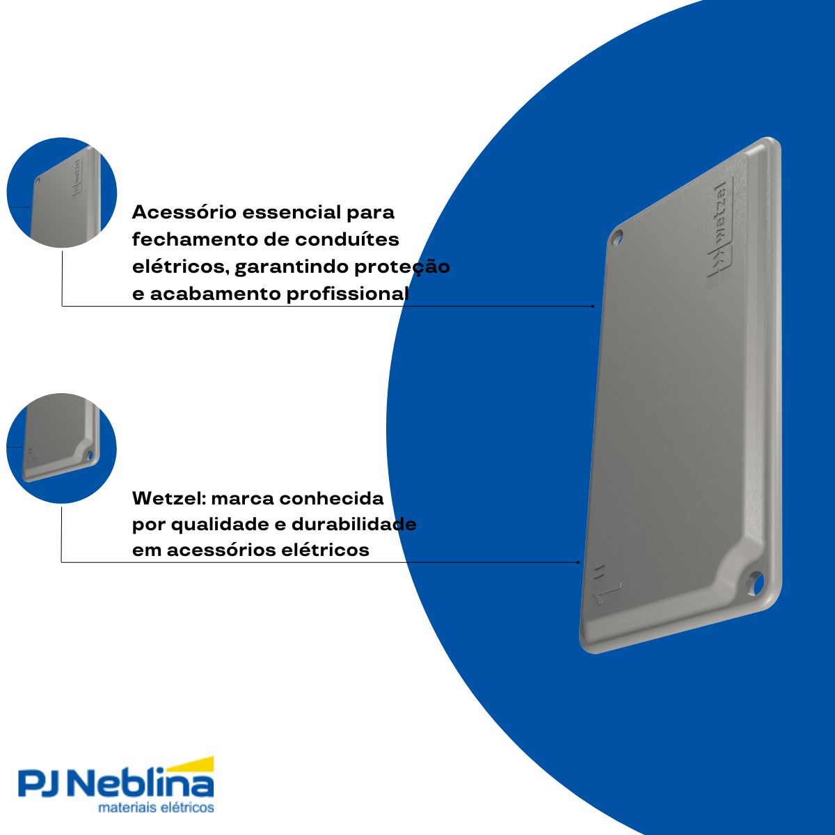 Tampa Condulete Cega Alumínio 1Pol C/Pintura Cinza S/Vedação - Wetzel