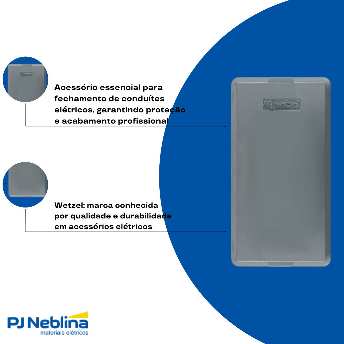 Tampa Condulete Cega Alumínio 1Pol C/Pintura Cinza C/Vedação - Wetzel