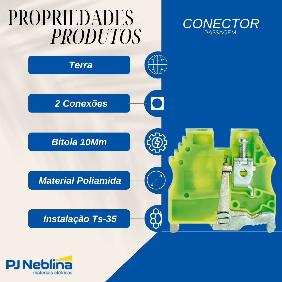 Conector Borne Passagem Terra 2 Conexões 10Mm Verde/Amarelo - Weg