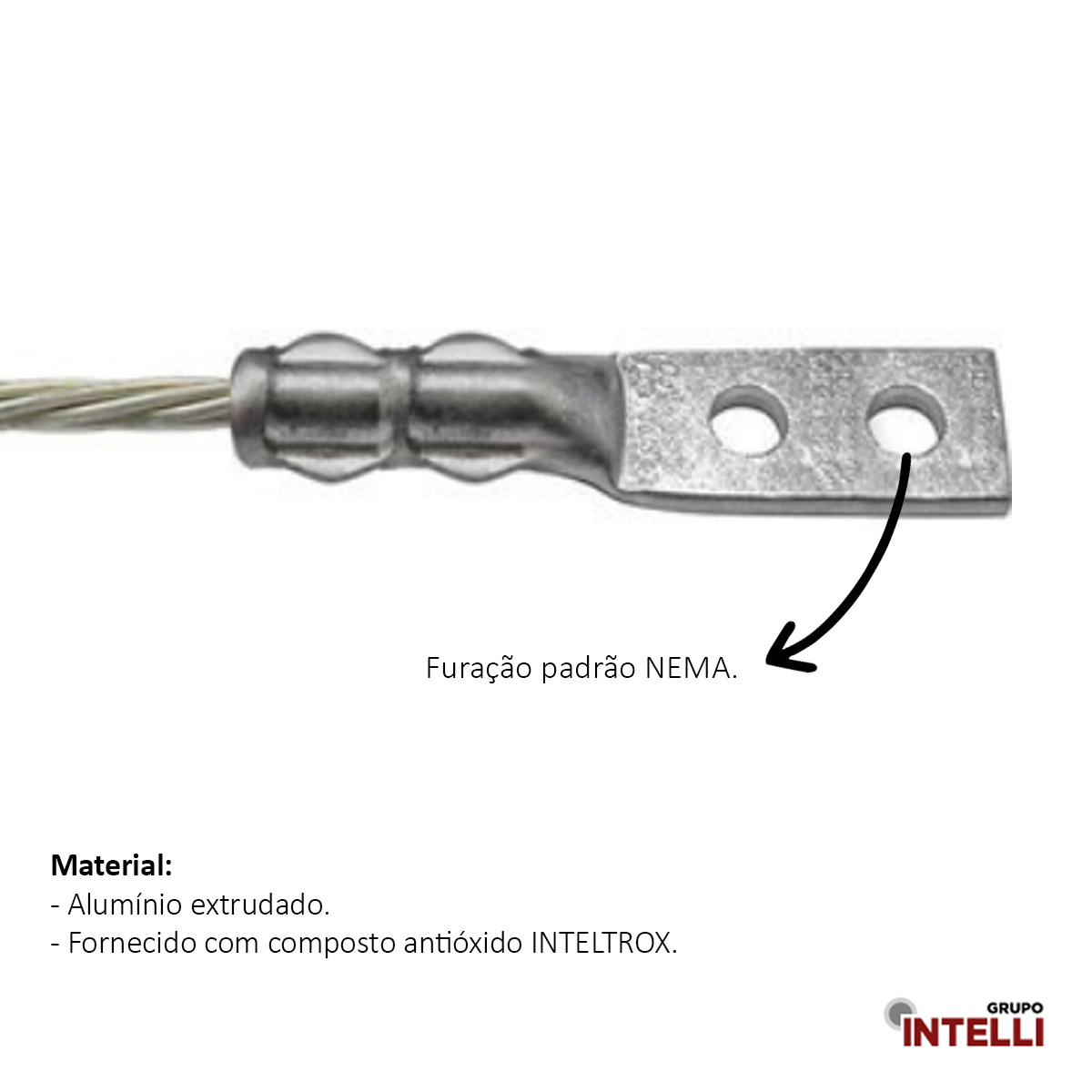 Terminal Compressão Cabo/Barramento 120Mm 2 Furos F=14Mm 1/2 Polegadas M12 Tal-2 Intelli