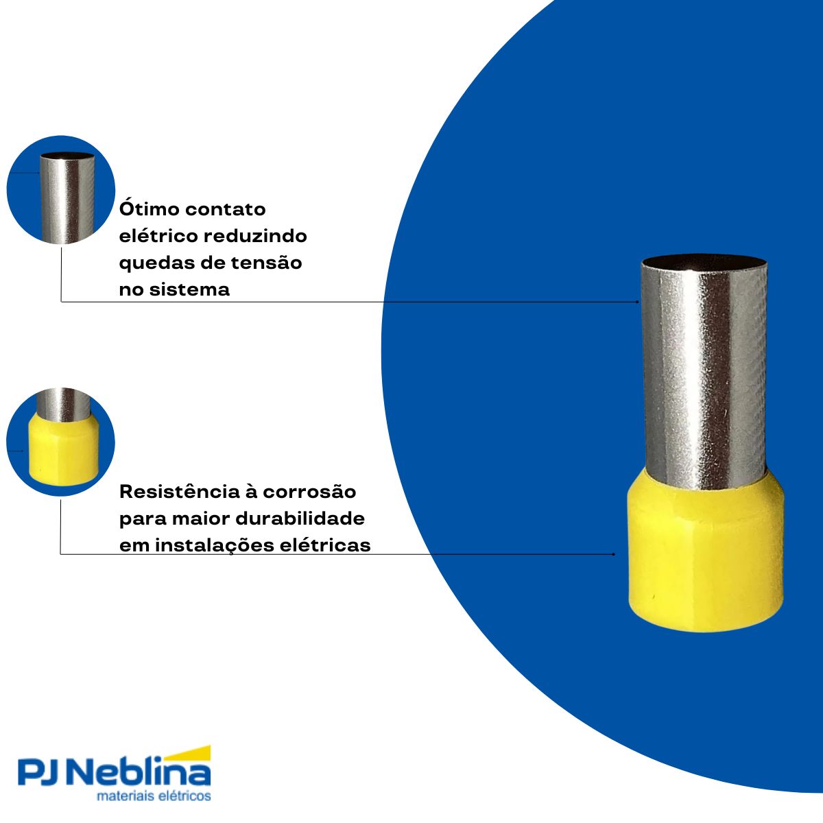 Terminal Tubular (Ilhos) 70Mm (2/0Awg) Pré-Isolado Amarelo - Magnet