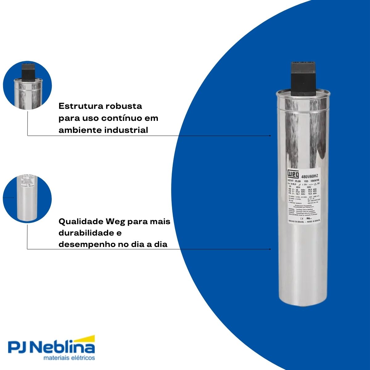 Capacitor Correção Fator Potencia Heavy Duty Trifásico 15Kvar 380V 60Hz - Weg
