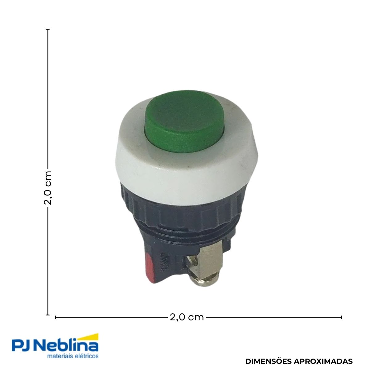 Botão Comando Pulsador Saliente Redondo 15 mm Plástico Verde 1Nf C/Pino - Ace Schmersal