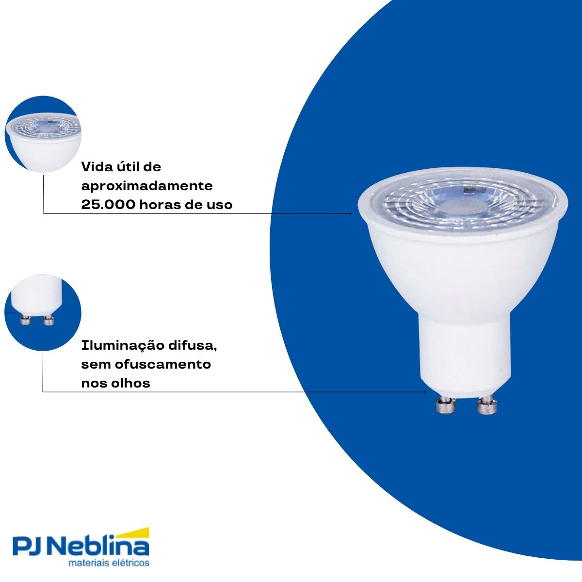 Lampada Led Dicroica Mr16 8w Bivolt Gu10 6000k Branco Frio L
