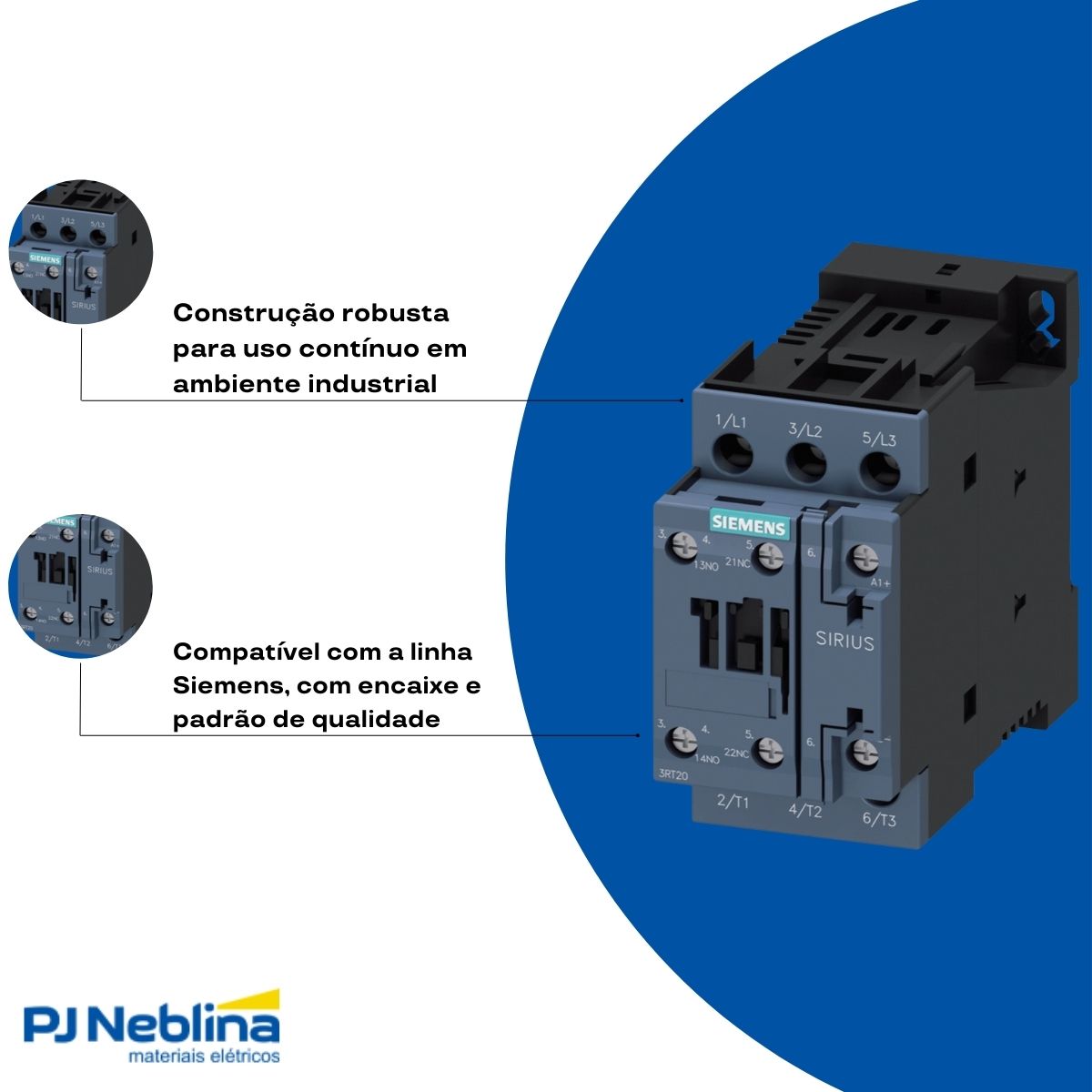 Contator Potencia Tripolar 12A 24Vcc 1Na+1Nf - Siemens