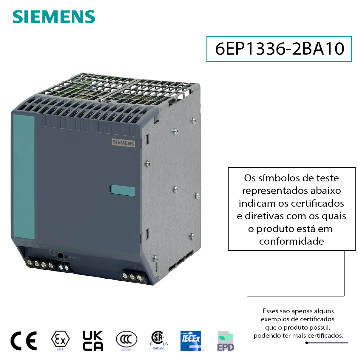 Fonte Alimentação Sitop 24V 20,0A 6EP13362BA10 - Siemens
