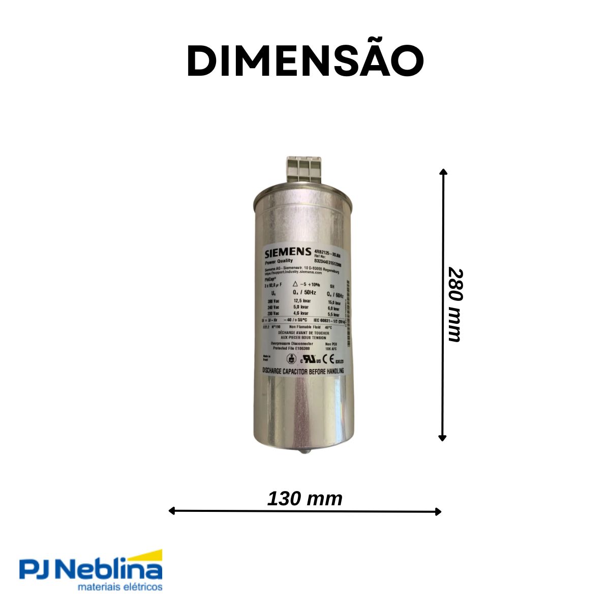 Capacitor P/Correção Fator De Potência 15Kvar 380V Trifásico 60Hz - Siemens