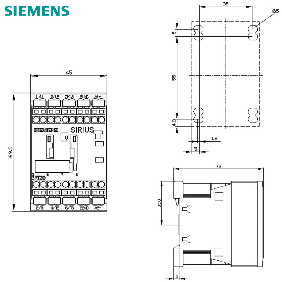 Contator Potência Tripolar 9A 24Vcc 1Nf 3RT20162BB42 Siemens