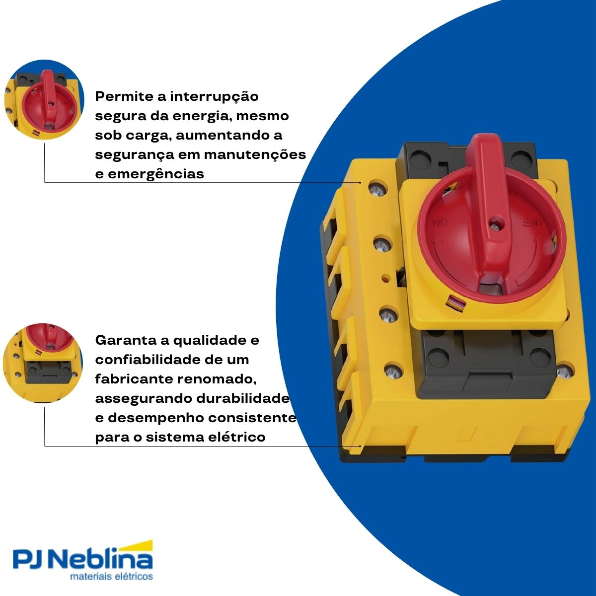 Chave Seccionadora Rotativa Sob Carga 3 Polos 100A Topo Manopla - Weg