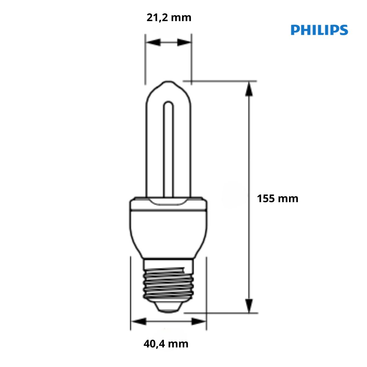 Lâmpada Fluorescente Compacta 2U 14W 127V E27 6500K Luz Branca Ecohome Stick - Philips
