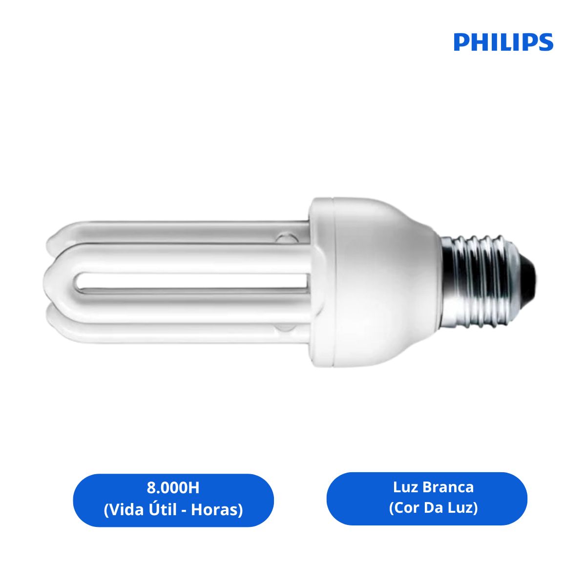 Lâmpada Fluorescente Compacta 3U 18W 220V E27 6500K Luz Branca Ecohome Stick - Philips