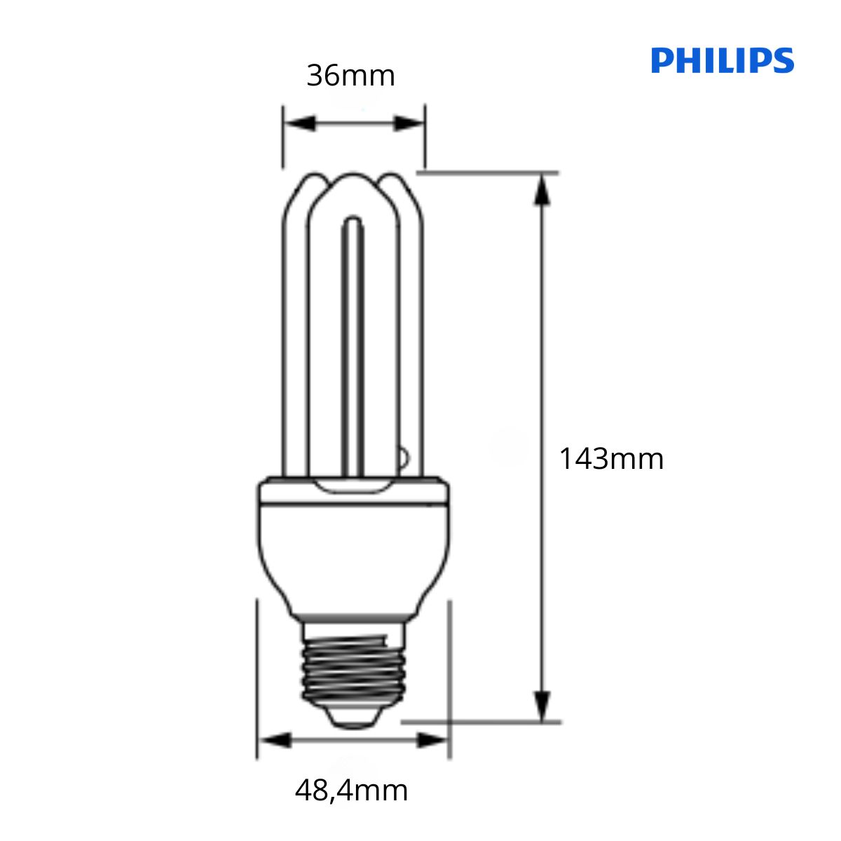 Lâmpada Fluorescente Compacta 3U 18W 220V E27 6500K Luz Branca Ecohome Stick - Philips