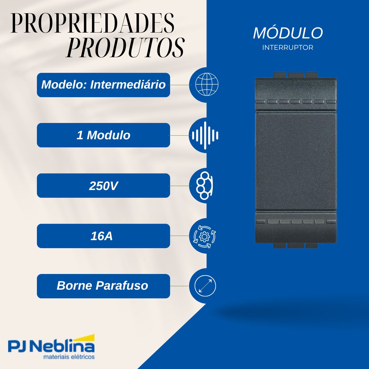 Modulo Interruptor Intermediário 1 Modulo 16A 250V Anthracite Living Light - Bticino