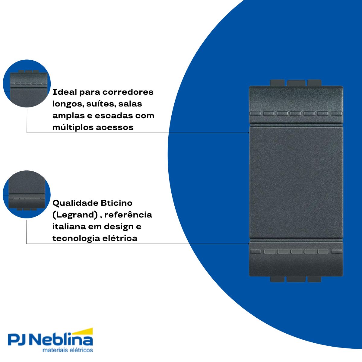 Modulo Interruptor Intermediário 1 Modulo 16A 250V Anthracite Living Light - Bticino