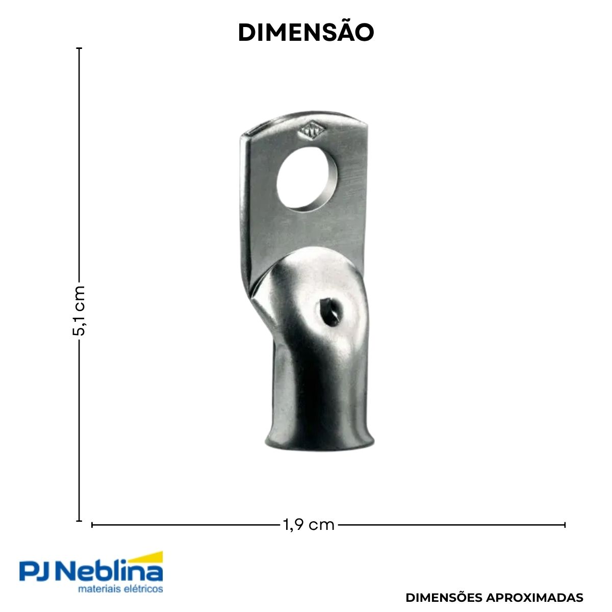 Terminal Compressao Boca Expandida 50mm 1 Compr 1 Furo F=6,5