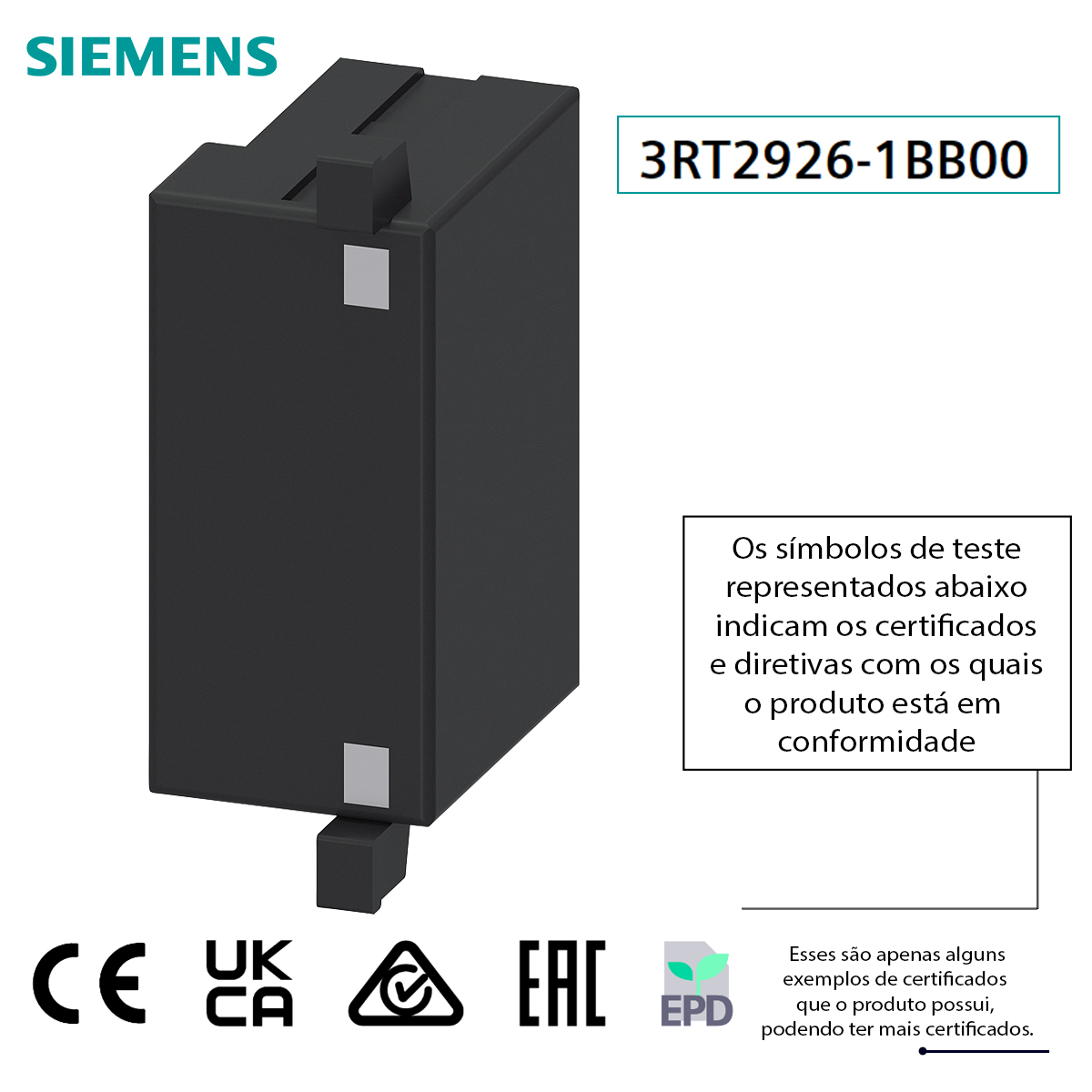 Supressor Varistor Para Contator 3Rt2926-1Bb00 3RT29261BB00 Siemens