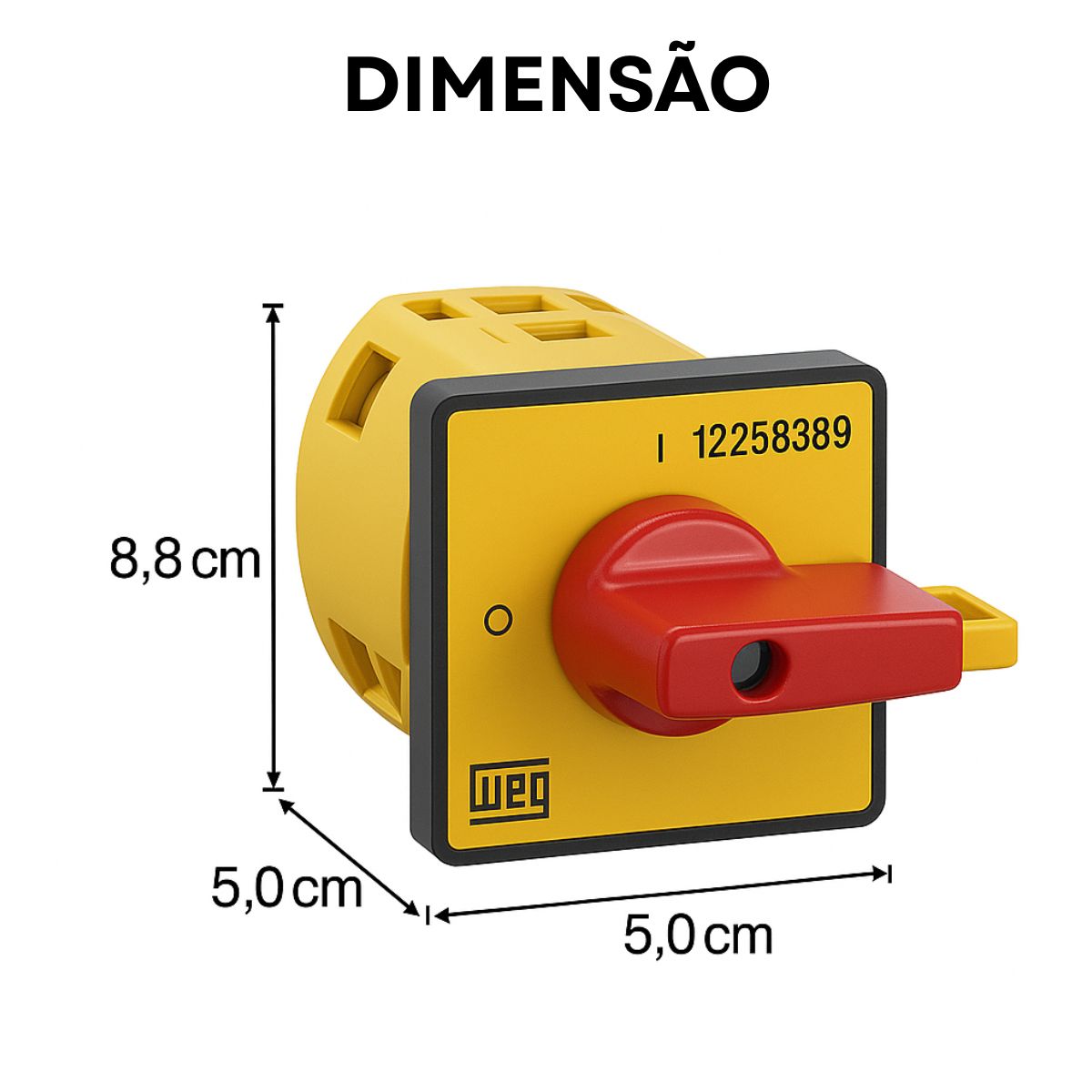 Chave Seccionadora Rotativa Sob Carga 3 Polos 16A Topo Manopla Vermelho/Amarelo - Weg