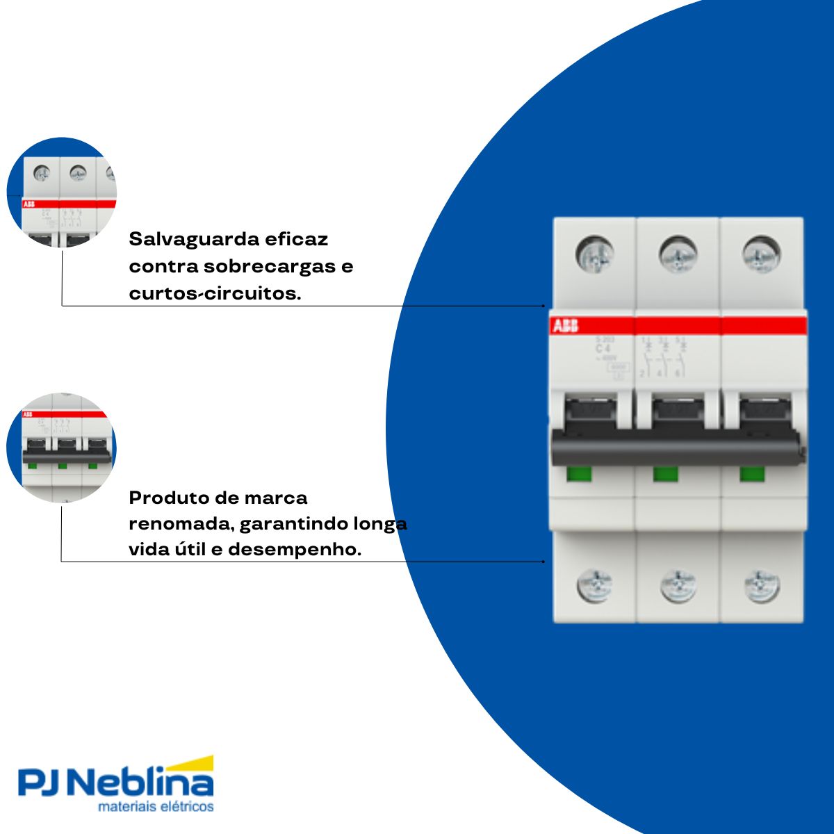 Disjuntor Mini Din Tripolar 4A Curva C 6Ka 230/400V - Abb