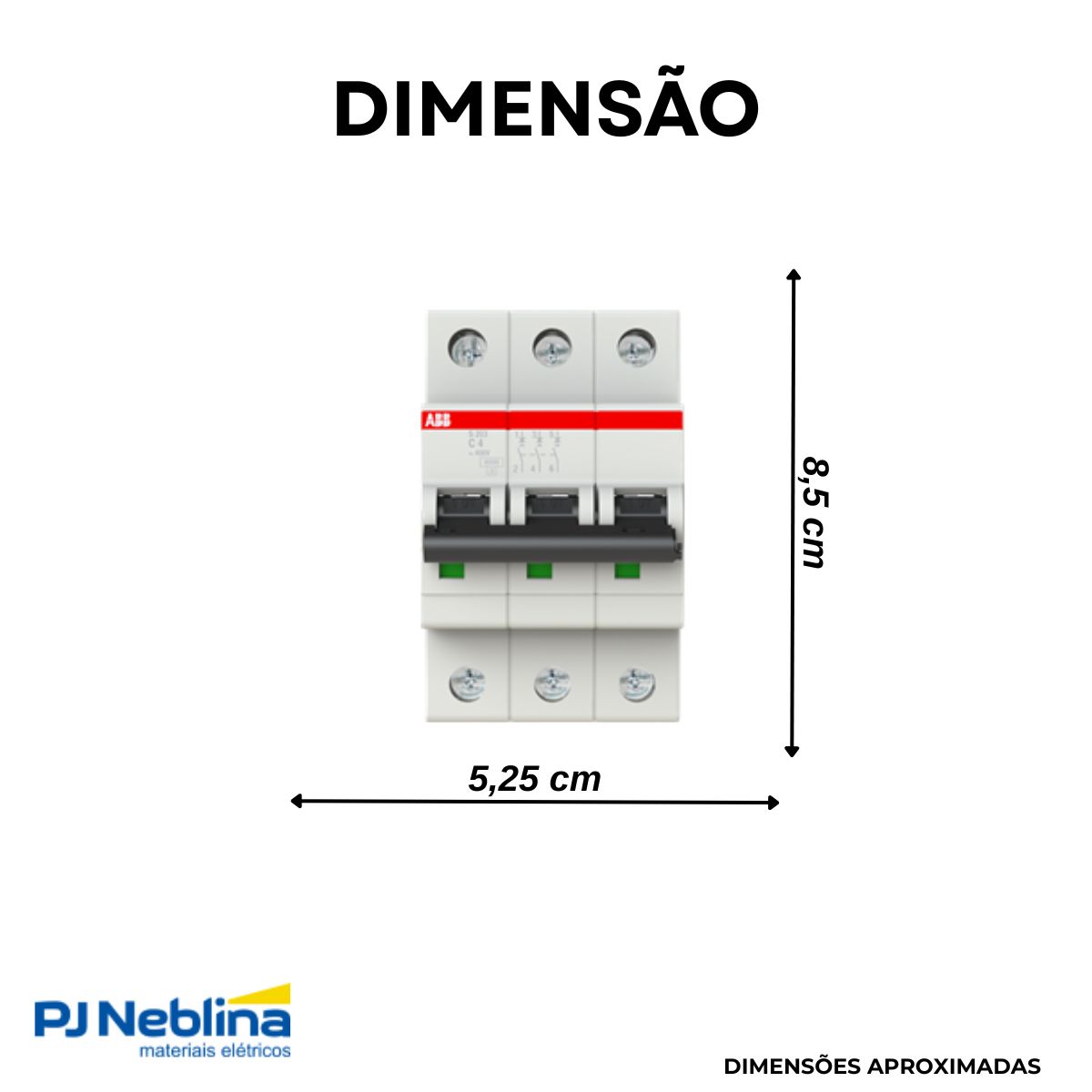 Disjuntor Mini Din Tripolar 4A Curva C 6Ka 230/400V - Abb