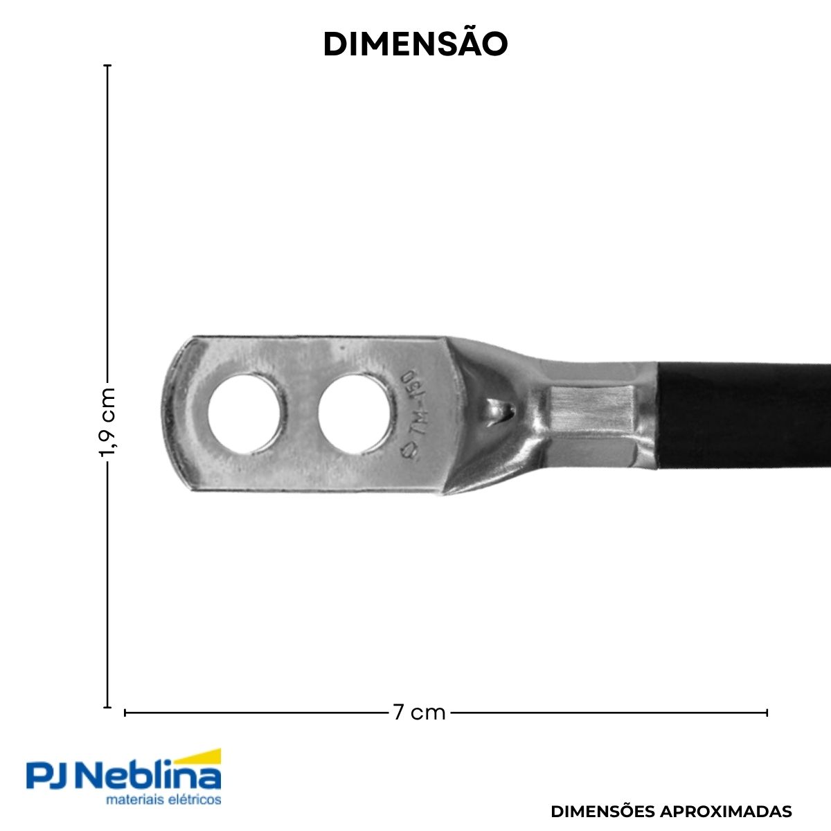 Terminal Compressao 50mm 1 Compr 2 Furos F=8,5mm 5/16 (m8)