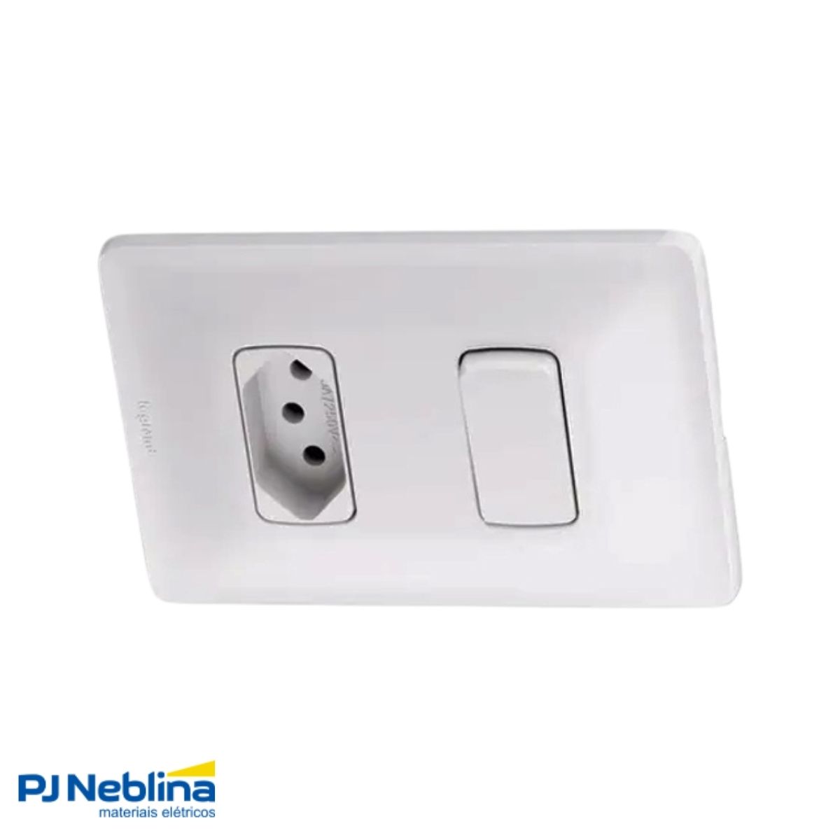 Conjunto 1 Interruptor Paralelo + 1 Tom 2P+T Distanciados 10A 250V C/Placa 4X2 Branco Zeffia - Pial