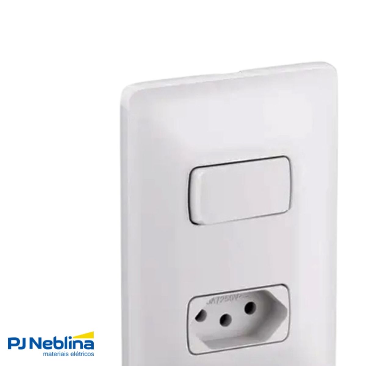 Conjunto 1 Interruptor Paralelo + 1 Tom 2P+T Distanciados 10A 250V C/Placa 4X2 Branco Zeffia - Pial