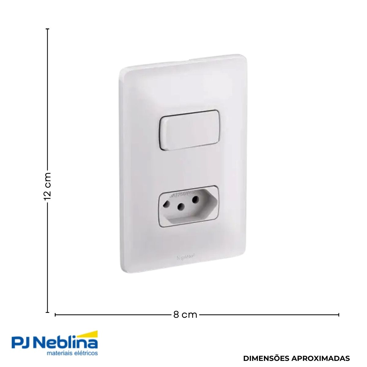 Conjunto 1 Interruptor Paralelo + 1 Tom 2P+T Distanciados 10A 250V C/Placa 4X2 Branco Zeffia - Pial