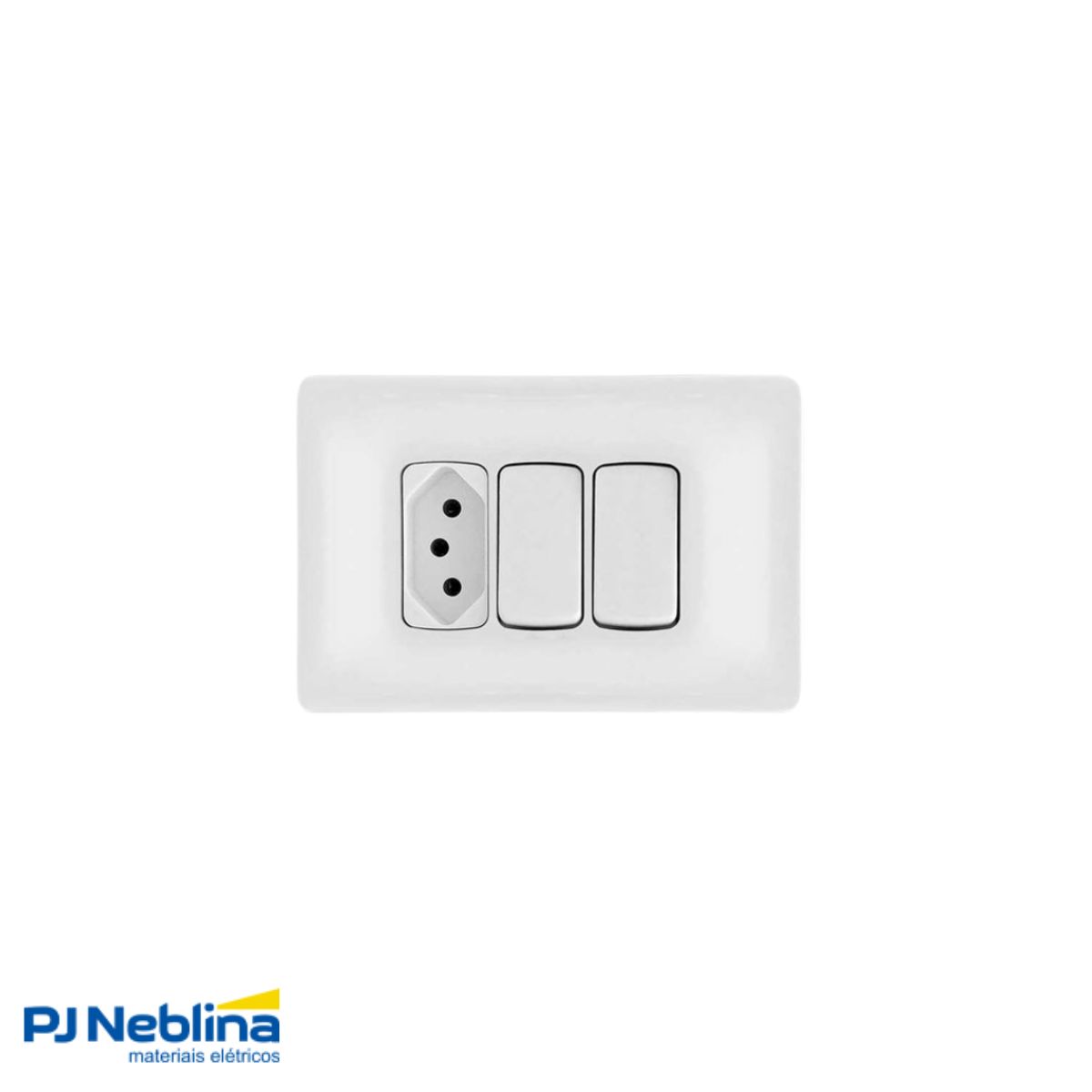 Conjunto 1 Interruptor Simples + 1 Interruptor Paralelo + 1 Tom 2P+T 10A 250V C/Placa 4X2 Branco Zeffia - Pial