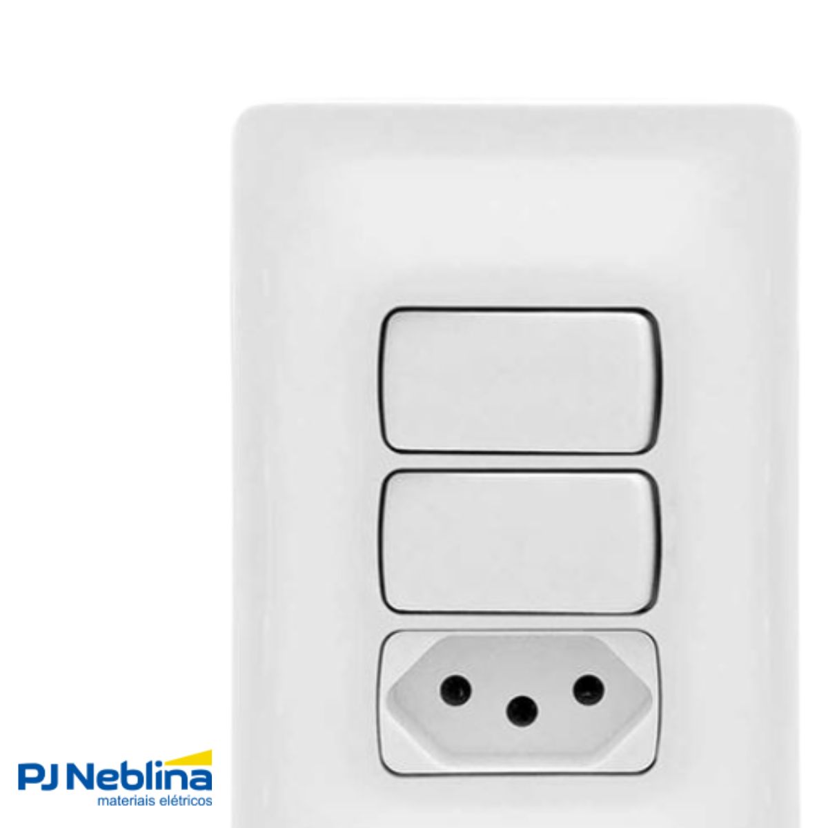 Conjunto 1 Interruptor Simples + 1 Interruptor Paralelo + 1 Tom 2P+T 10A 250V C/Placa 4X2 Branco Zeffia - Pial