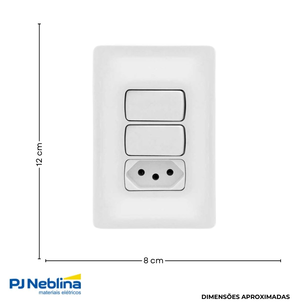 Conjunto 1 Interruptor Simples + 1 Interruptor Paralelo + 1 Tom 2P+T 10A 250V C/Placa 4X2 Branco Zeffia - Pial