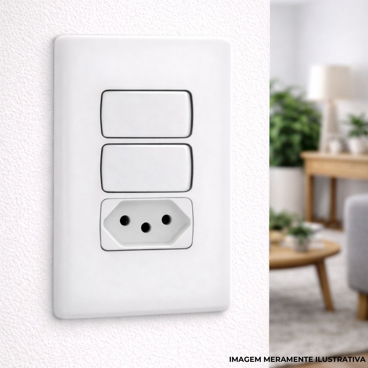 Conjunto 1 Interruptor Simples + 1 Interruptor Paralelo + 1 Tom 2P+T 10A 250V C/Placa 4X2 Branco Zeffia - Pial