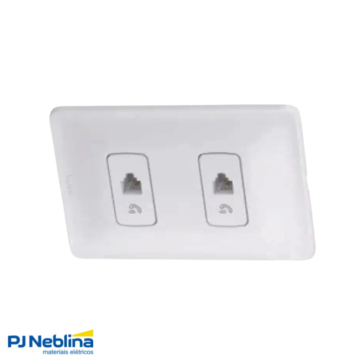 Conjunto 2 Tomada Telefone Rj11 (4 Fios) Distanciados C/Placa 4X2 Branco Zeffia - Pial