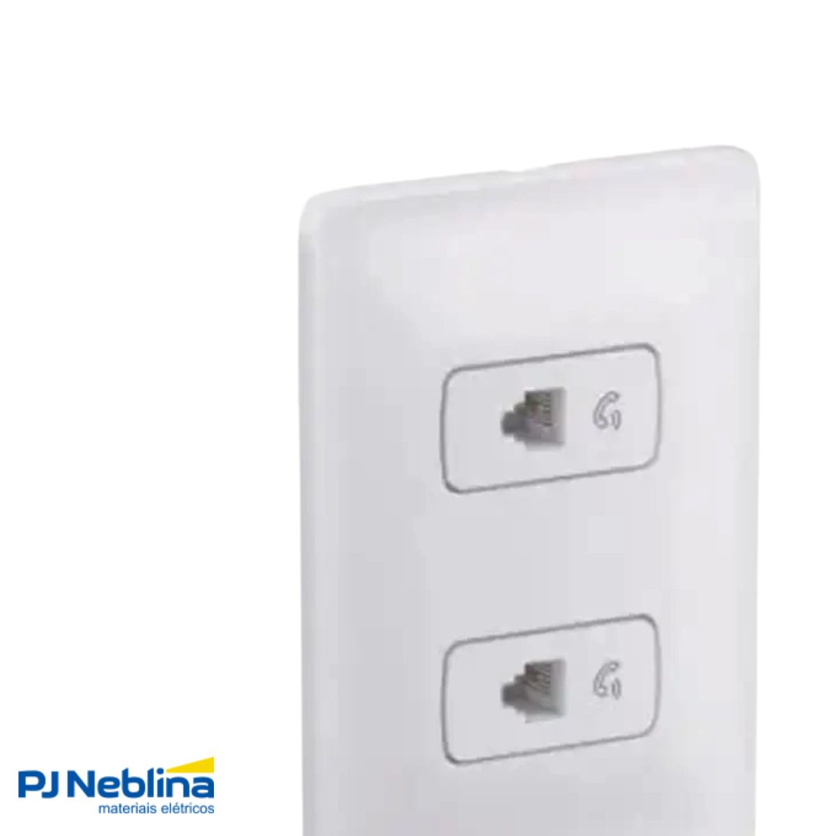 Conjunto 2 Tomada Telefone Rj11 (4 Fios) Distanciados C/Placa 4X2 Branco Zeffia - Pial