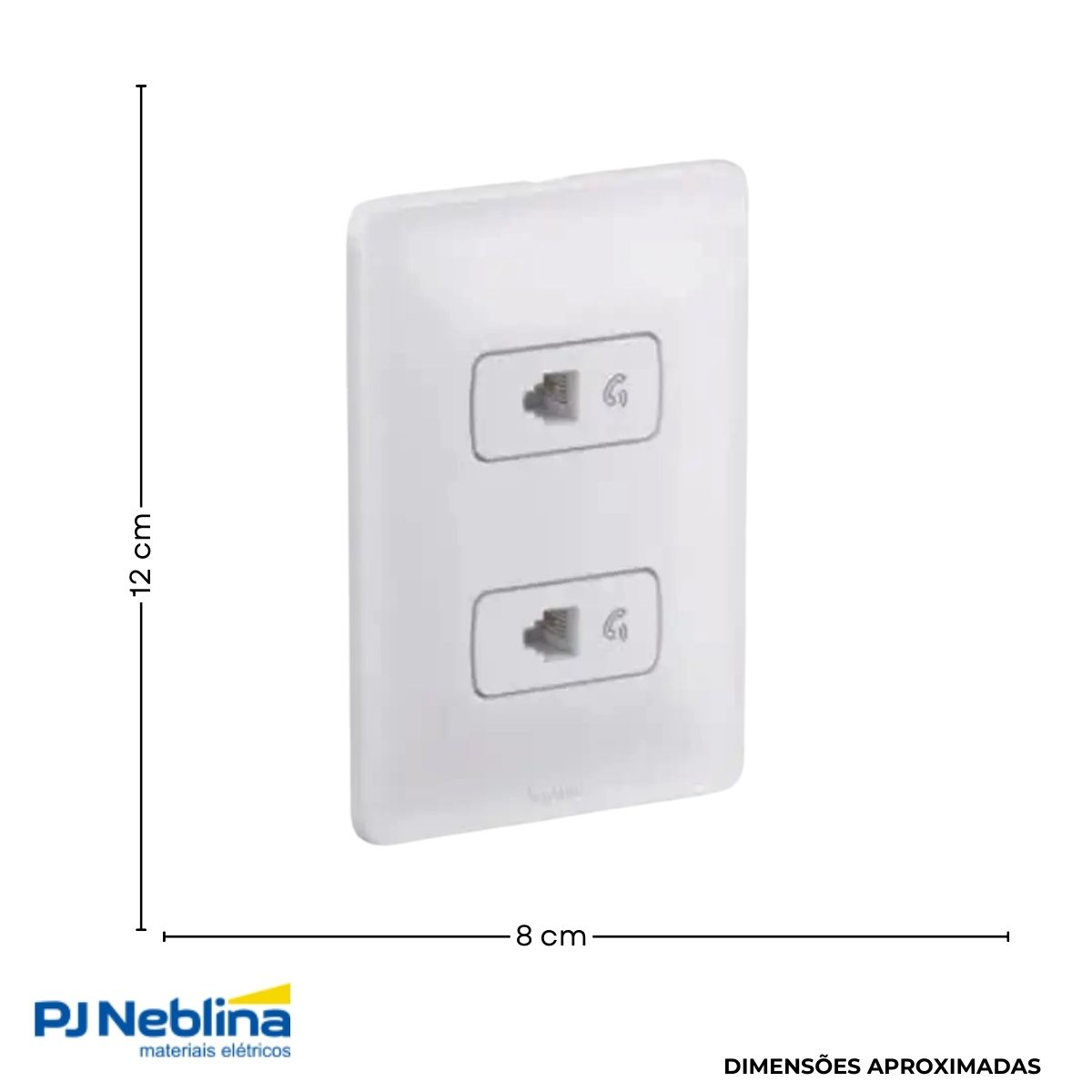 Conjunto 2 Tomada Telefone Rj11 (4 Fios) Distanciados C/Placa 4X2 Branco Zeffia - Pial