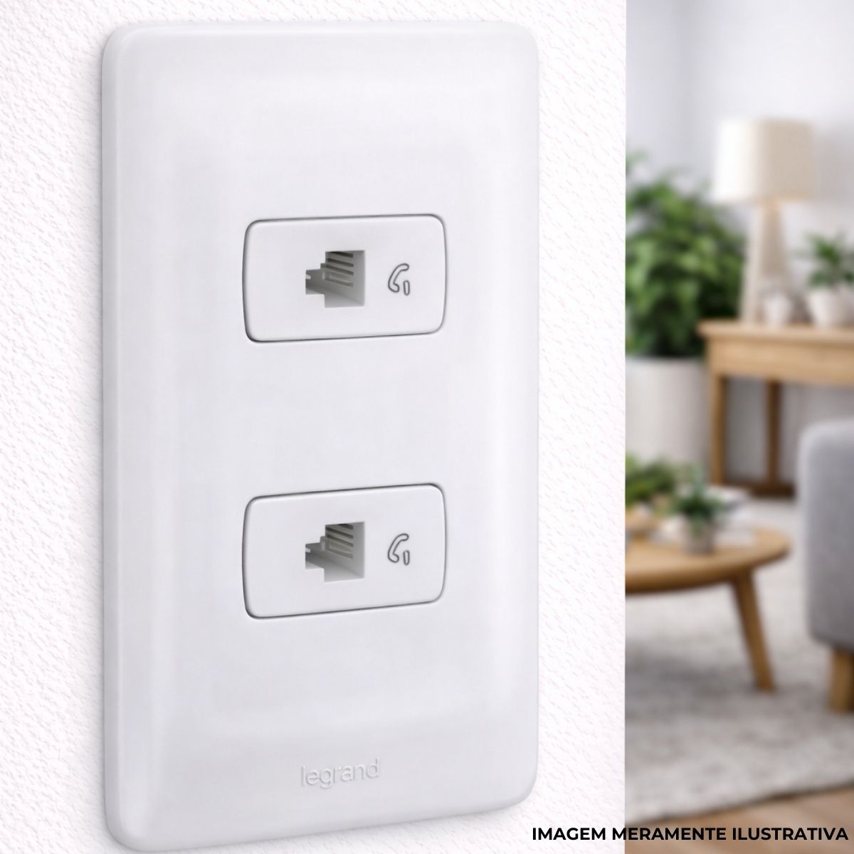 Conjunto 2 Tomada Telefone Rj11 (4 Fios) Distanciados C/Placa 4X2 Branco Zeffia - Pial