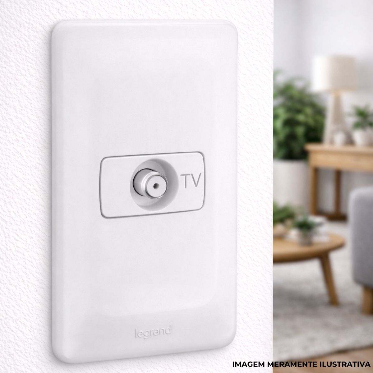 Conjunto 1 Tomada Antena Tv Coaxial Horizontal C/Placa 4X2 Branco Zeffia - Pial