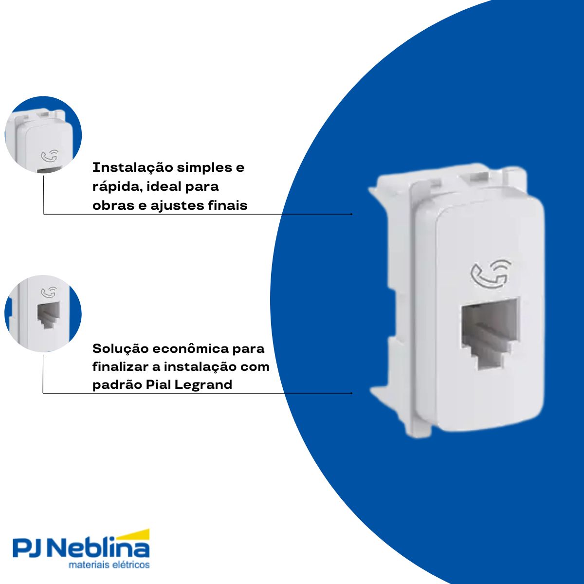 Modulo Tomada Telefone Rj11 (2 Fios) 1 Mod Bc Zeffia