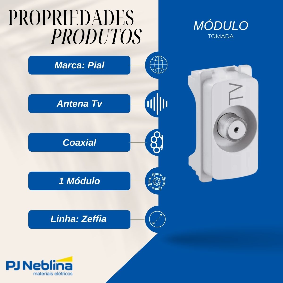 Modulo Tomada Antena Tv Coaxial 1 Mod Bc Zeffia