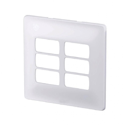 Placa Acabamento 6 Postos 4X4 Com Suporte Zeffia Branco - Pial