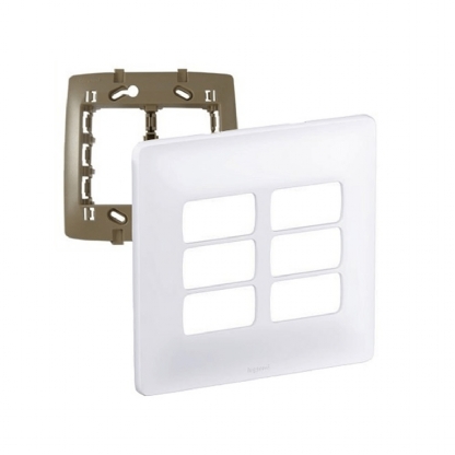 Placa Acabamento 6 Postos 4X4 Com Suporte Zeffia Branco - Pial