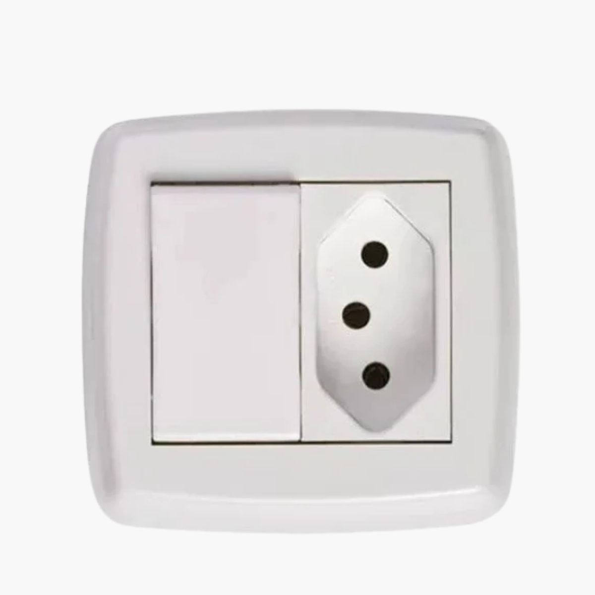 Conjunto Canaleta Interruptor Simples + Tomada Montada Caixa + Placa Sm Sistema X 20A 250V 2P+T 73x70mm Marfim Sobrepor Granbella Weg